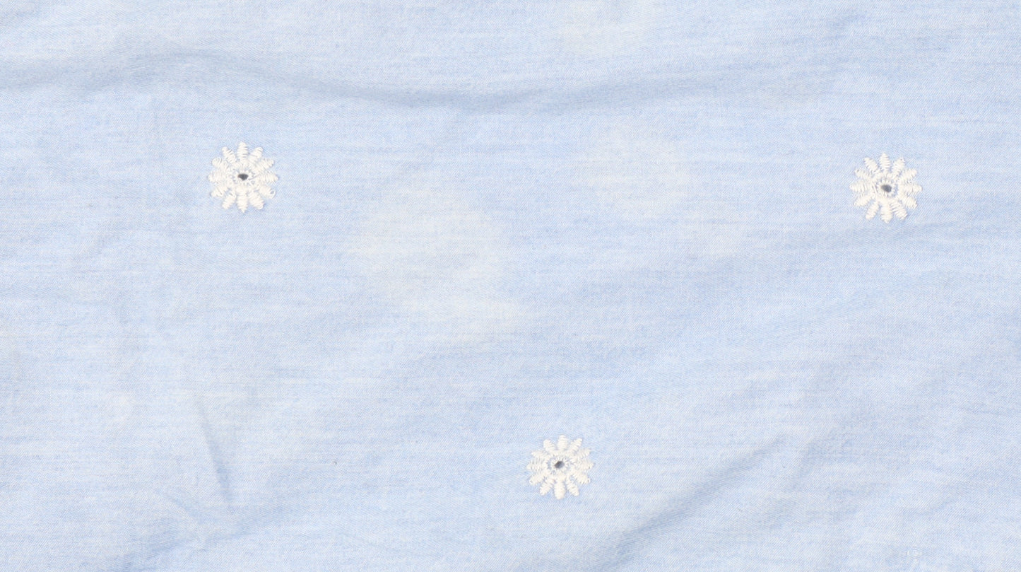 Cotton Traders Women's Blue Embroidered Blouse Size 22