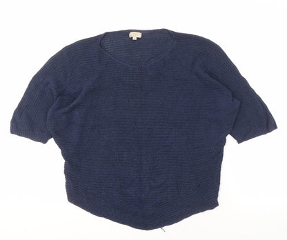 amarti Women's Blue Open-Knit V-Neck Jumper, M Size