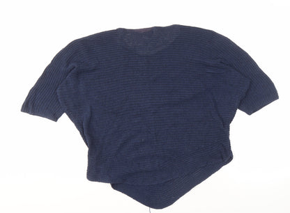 amarti Women's Blue Open-Knit V-Neck Jumper, M Size