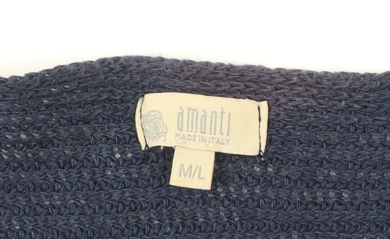 amarti Women's Blue Open-Knit V-Neck Jumper, M Size