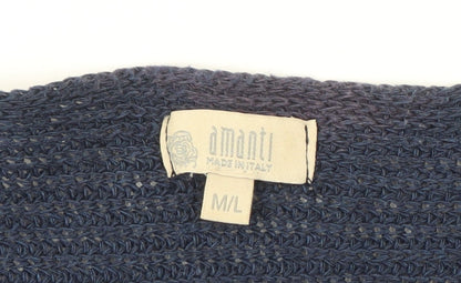 amarti Women's Blue Open-Knit V-Neck Jumper, M Size