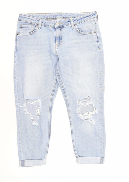 Topshop Women's Light Blue Distressed Jeans Size 12