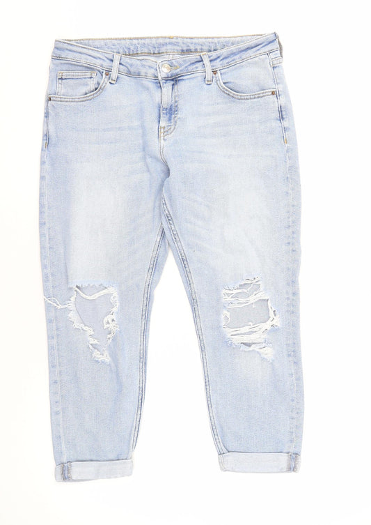 Topshop Women's Light Blue Distressed Jeans Size 12