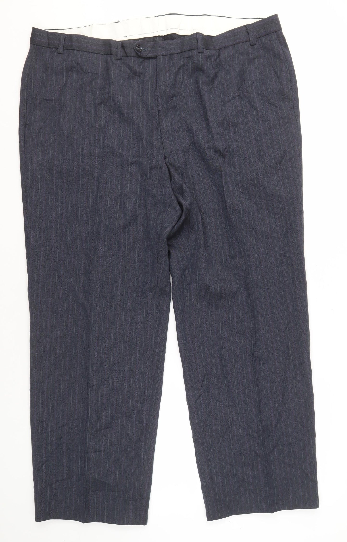 Marks and Spencer Blue Striped Men's Trousers Size 42