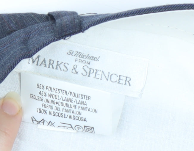 Marks and Spencer Blue Striped Men's Trousers Size 42