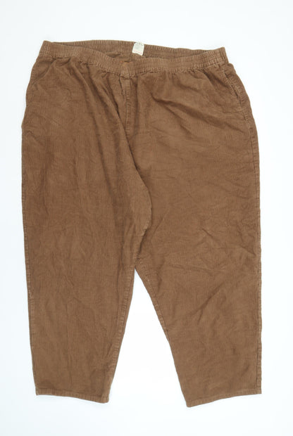 Y&Y Women's Brown Cotton Elastic Waist Trousers 2XL