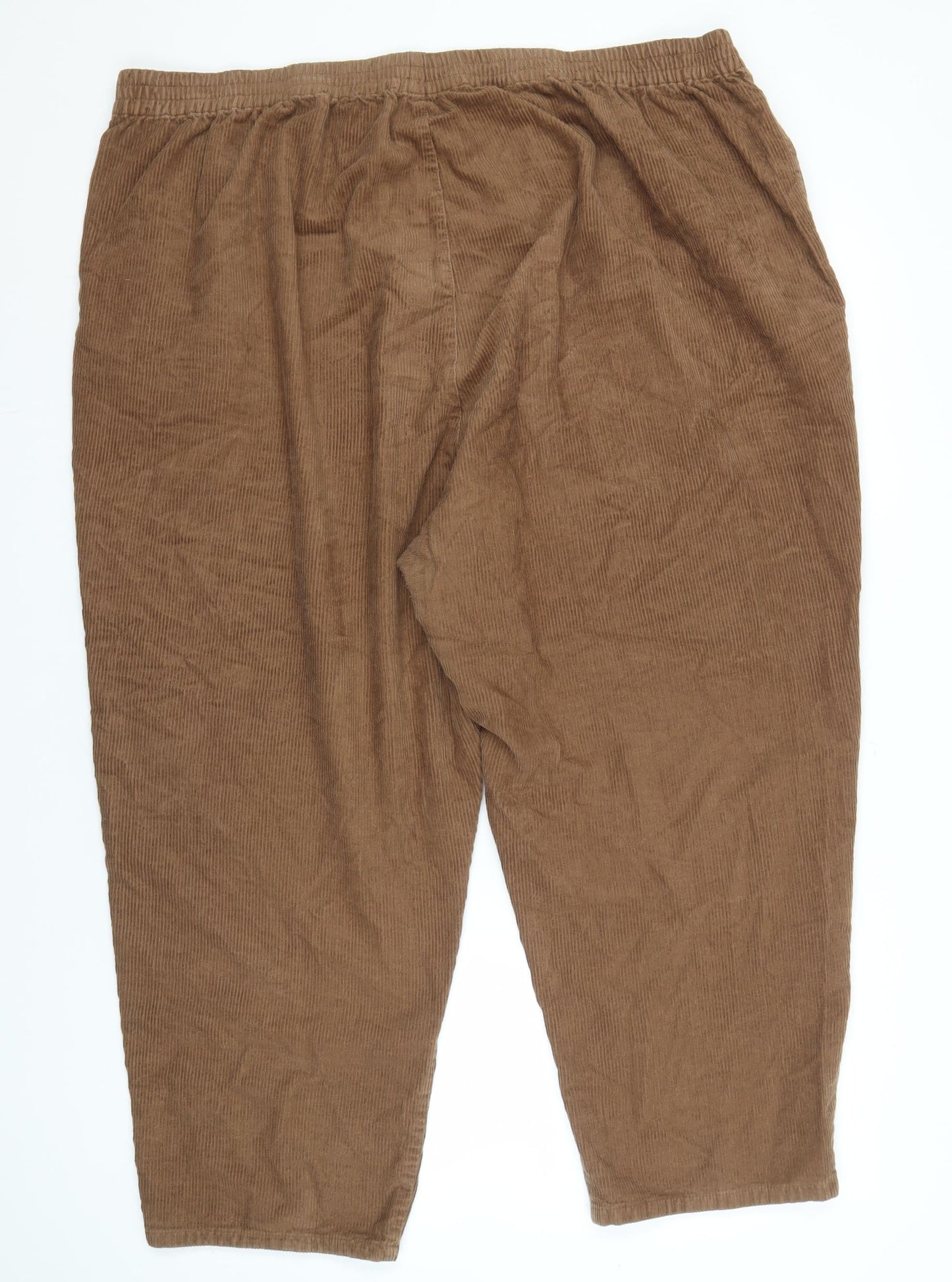 Y&Y Women's Brown Cotton Elastic Waist Trousers 2XL
