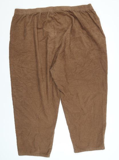 Y&Y Women's Brown Cotton Elastic Waist Trousers 2XL