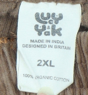 Y&Y Women's Brown Cotton Elastic Waist Trousers 2XL