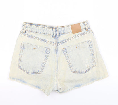 Zara Women Blue Denim Cut-Off Shorts, Size 2, High Waist