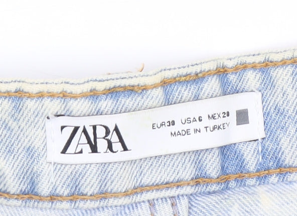 Zara Women Blue Denim Cut-Off Shorts, Size 2, High Waist
