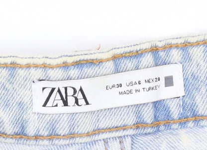 Zara Women Blue Denim Cut-Off Shorts, Size 2, High Waist