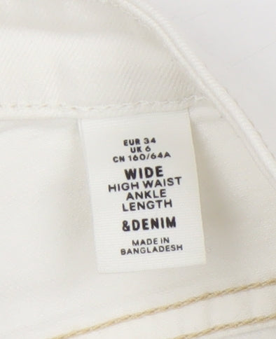 &Denim Women's White High Rise Ankle Jeans, Size 6