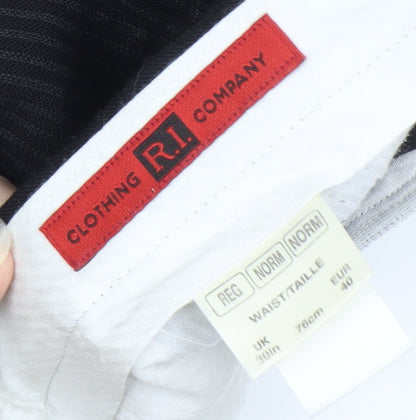 R I Unisex Black Wool Striped Dress Trousers Size 30