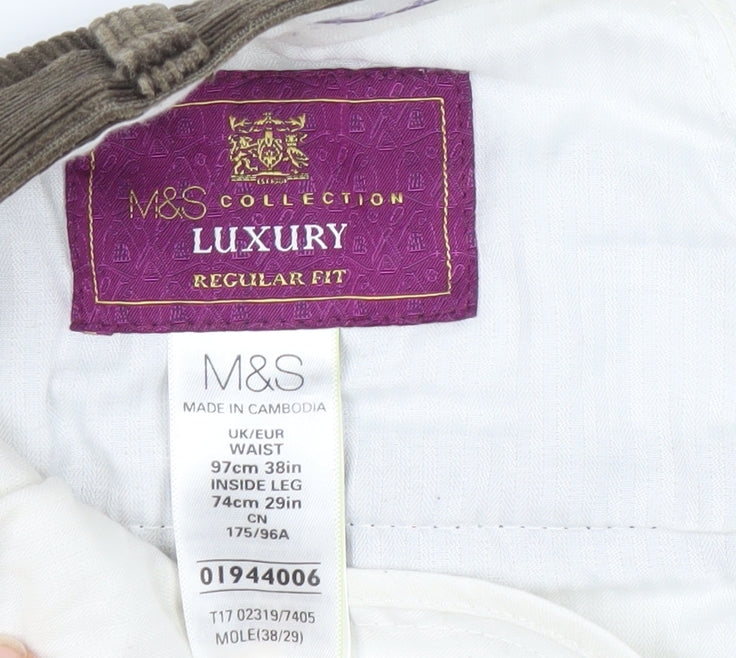 Marks and Spencer Men's Brown Corduroy Trousers Size 38