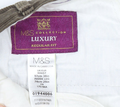 Marks and Spencer Men's Brown Corduroy Trousers Size 38