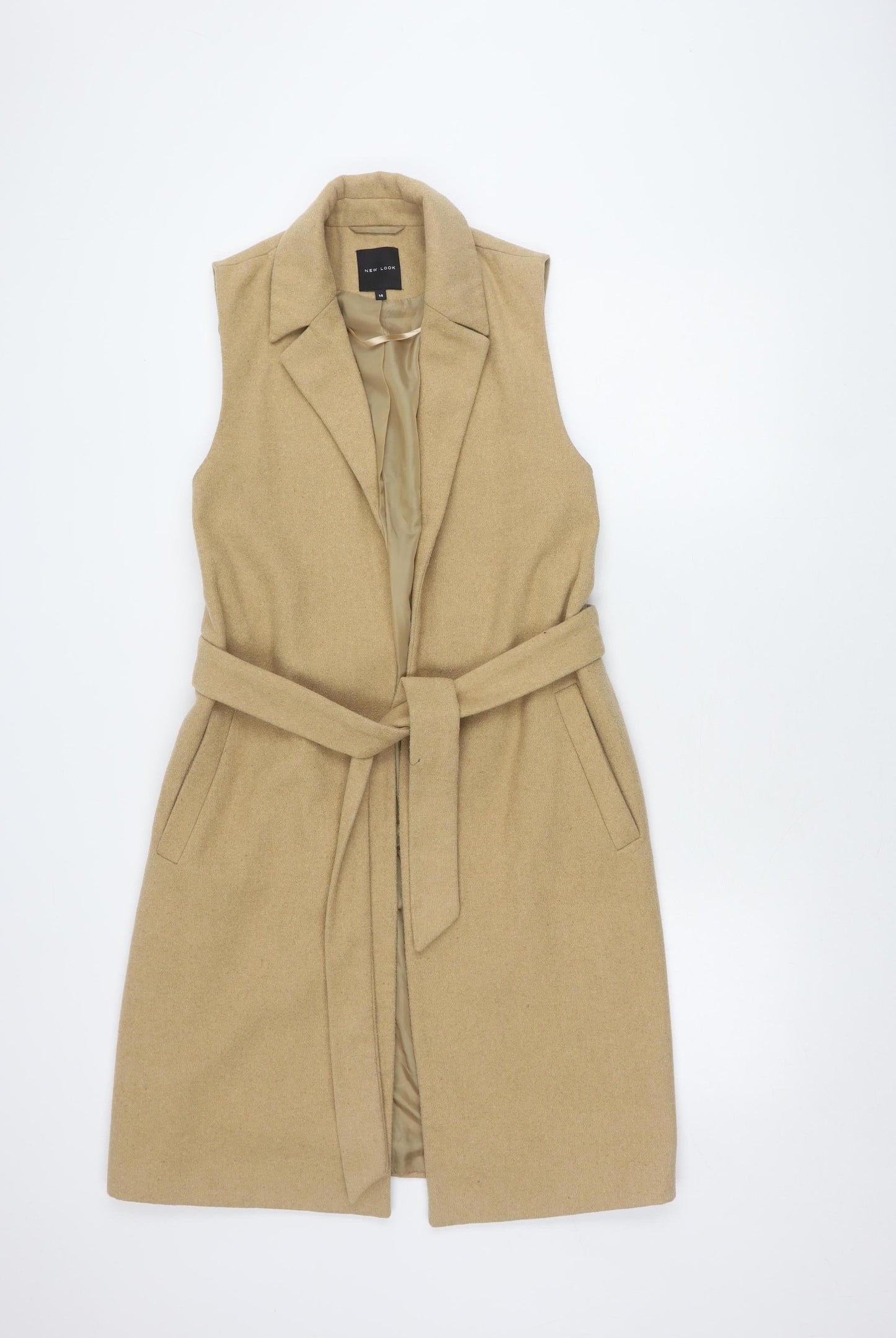 New Look Beige Women's Waistcoat Size 14 Belted