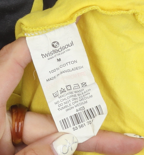 Twisted Soul Men's Yellow Graphic Print T-Shirt, Size M