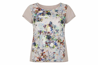 Womens UK Size 6 Warehouse Beige Basic T-Shirt