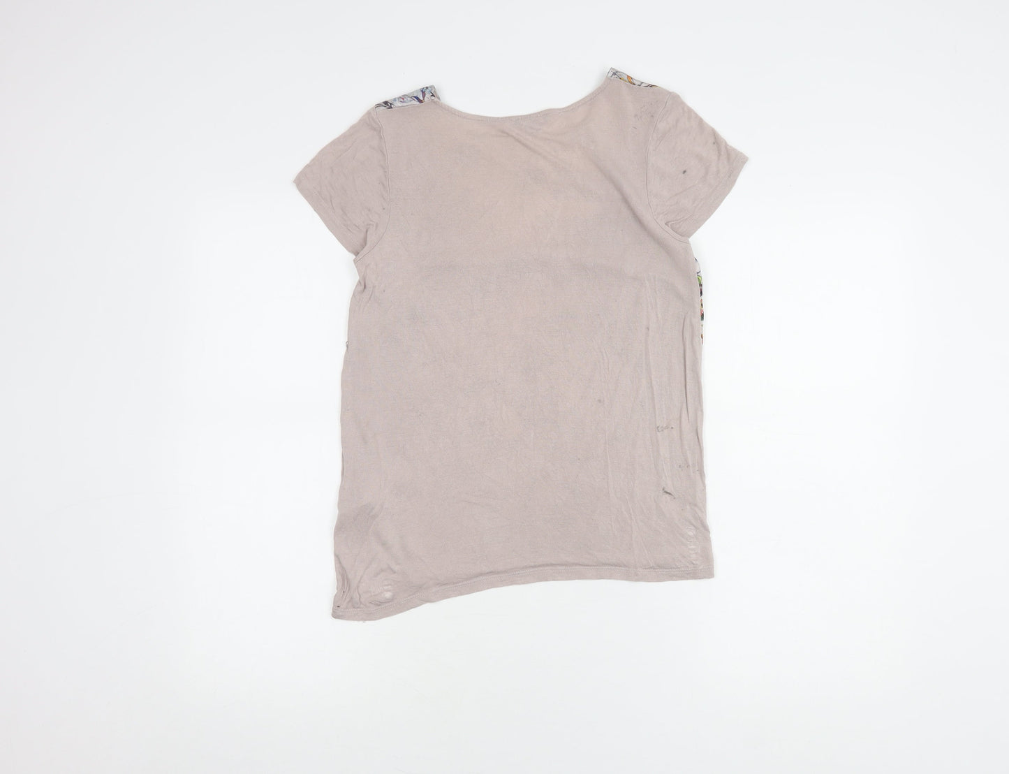 Womens UK Size 6 Warehouse Beige Basic T-Shirt