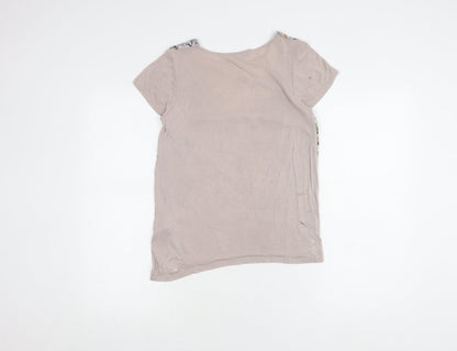 Womens UK Size 6 Warehouse Beige Basic T-Shirt