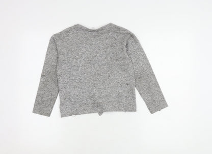 Bluezoo Girls Grey Pullover Jumper 8-9 Sequin Heart Accent
