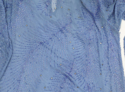 Continental Couture Ltd Women's Blue Beaded Long Sleeve Blouse