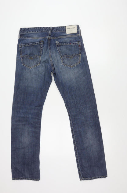 Replay Men's Blue Straight Jeans, Size 30, Distressed