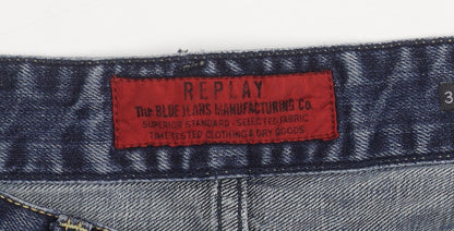 Replay Men's Blue Straight Jeans, Size 30, Distressed