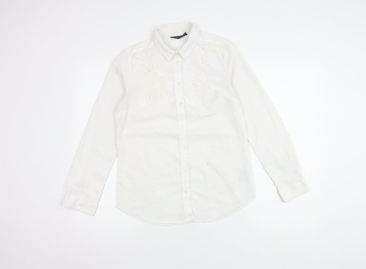 Womens UK Size 6 Topshop White Basic Button-Up