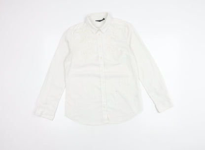 Womens UK Size 6 Topshop White Basic Button-Up