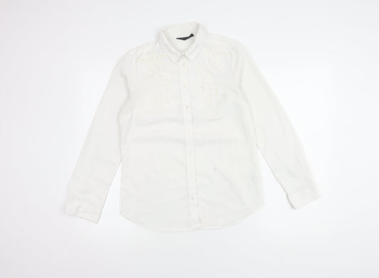 Womens UK Size 6 Topshop White Basic Button-Up