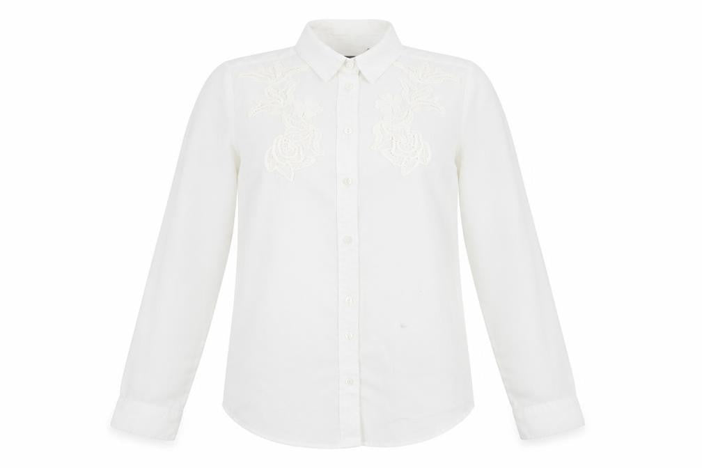 Womens UK Size 6 Topshop White Basic Button-Up