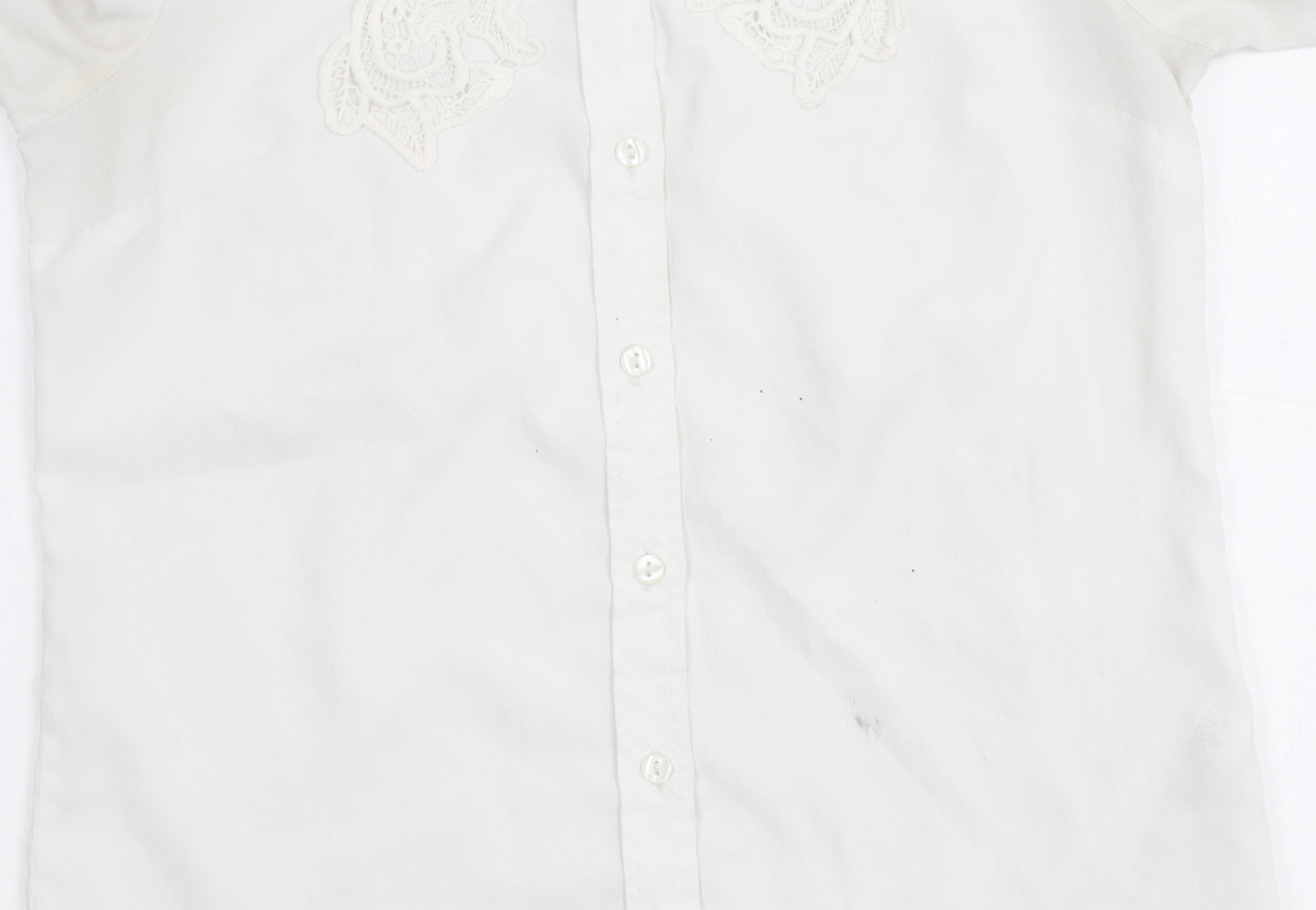 Womens UK Size 6 Topshop White Basic Button-Up