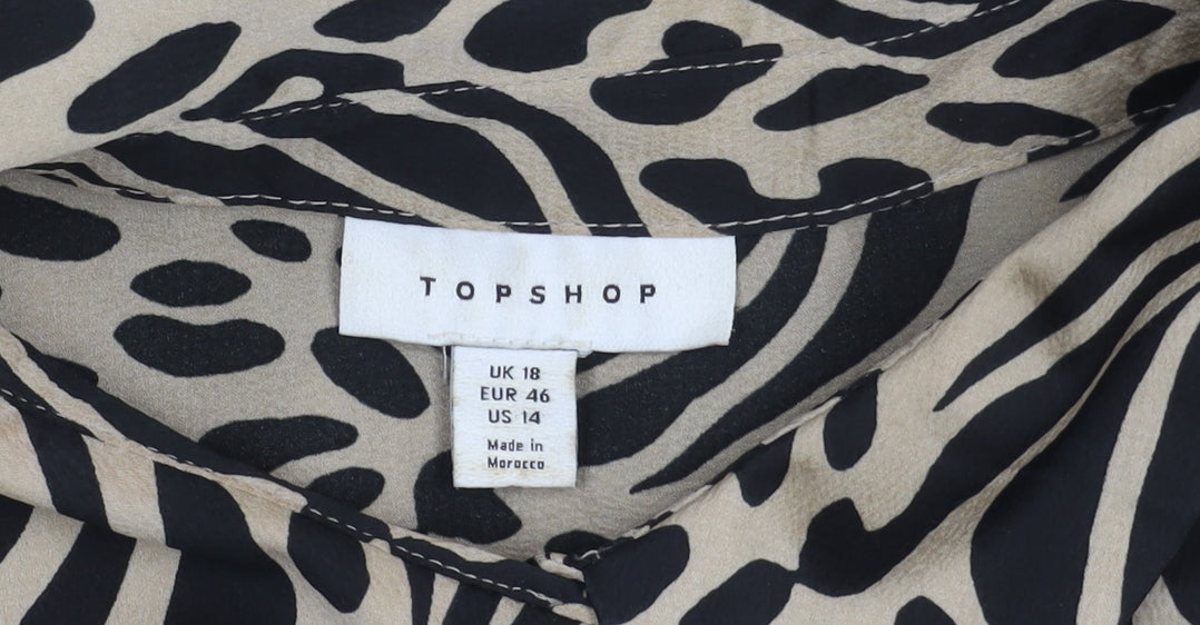 Womens UK Size 18 Topshop Multicoloured Basic Button-Up