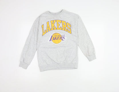 NBA Boys Grey Pullover Sweatshirt, 11 Years, Logo Graphic Print