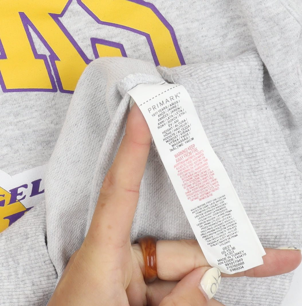 NBA Boys Grey Pullover Sweatshirt, 11 Years, Logo Graphic Print