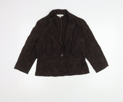 Marks and Spencer Women's Brown Floral Blazer Size 14