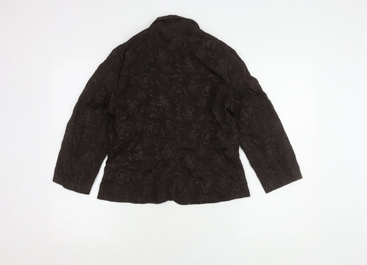 Marks and Spencer Women's Brown Floral Blazer Size 14