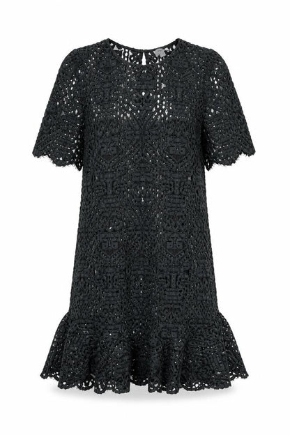 Jigsaw Women's Black Crochet Top, Size 12, Button Accent