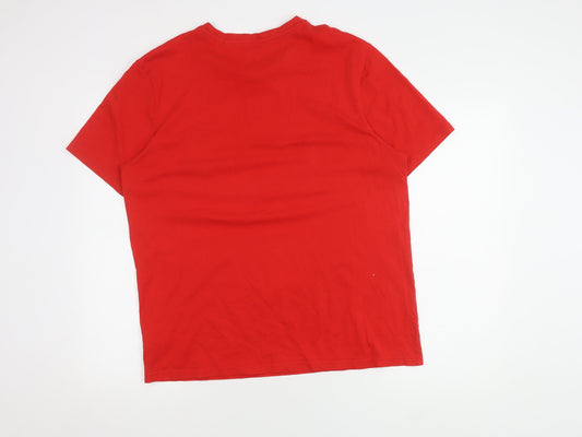 F&F Men's Red Cymru Rugby T-Shirt, Size L, Sports Style