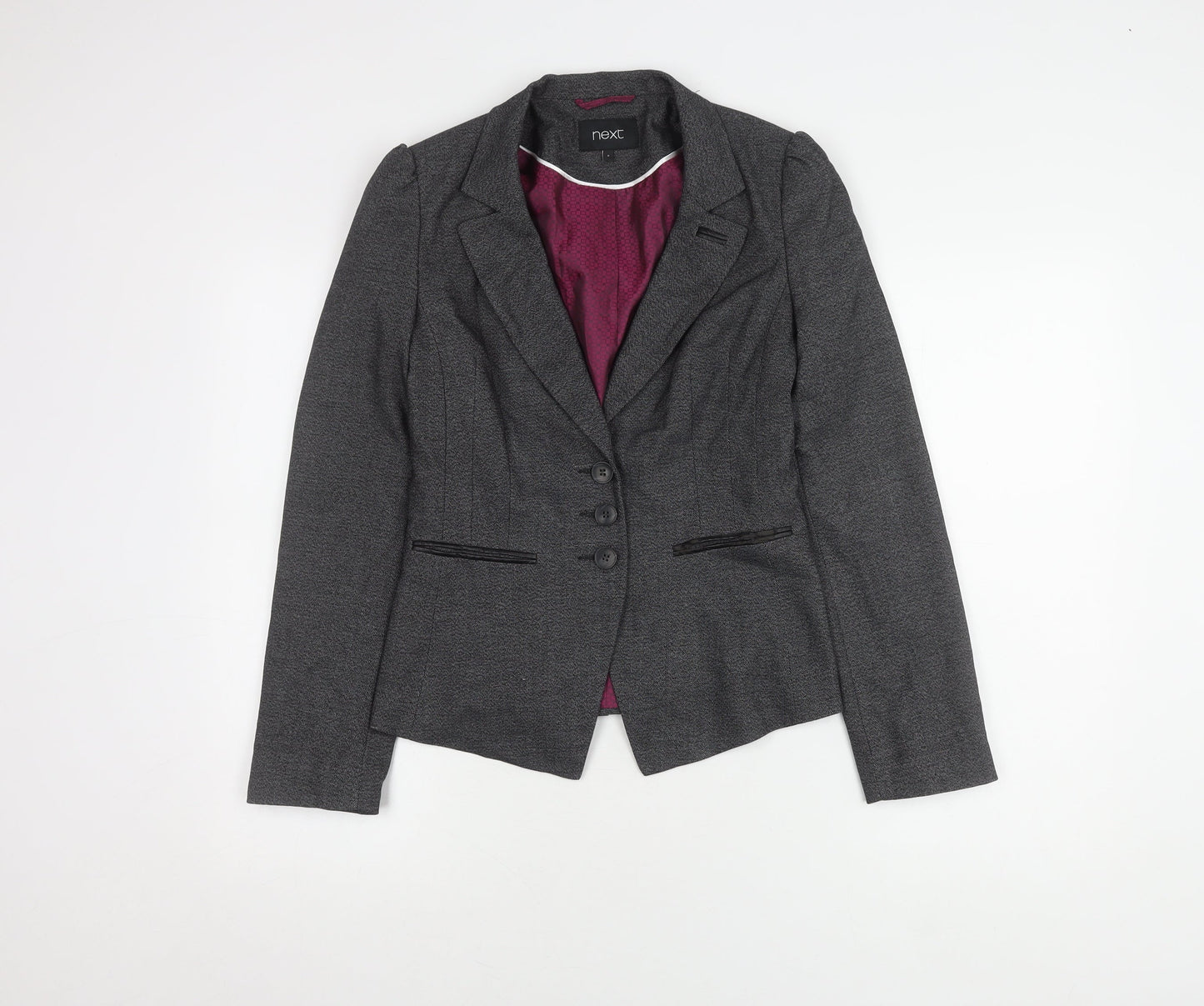 Next Women's Grey Blazer Size 6, Lined, Three-Button