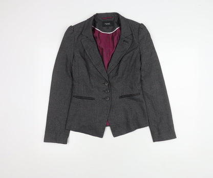 Next Women's Grey Blazer Size 6, Lined, Three-Button