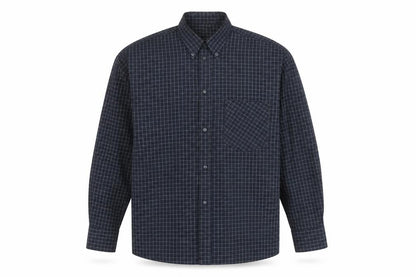Albertino Men's Blue Check Long Sleeve Shirt M