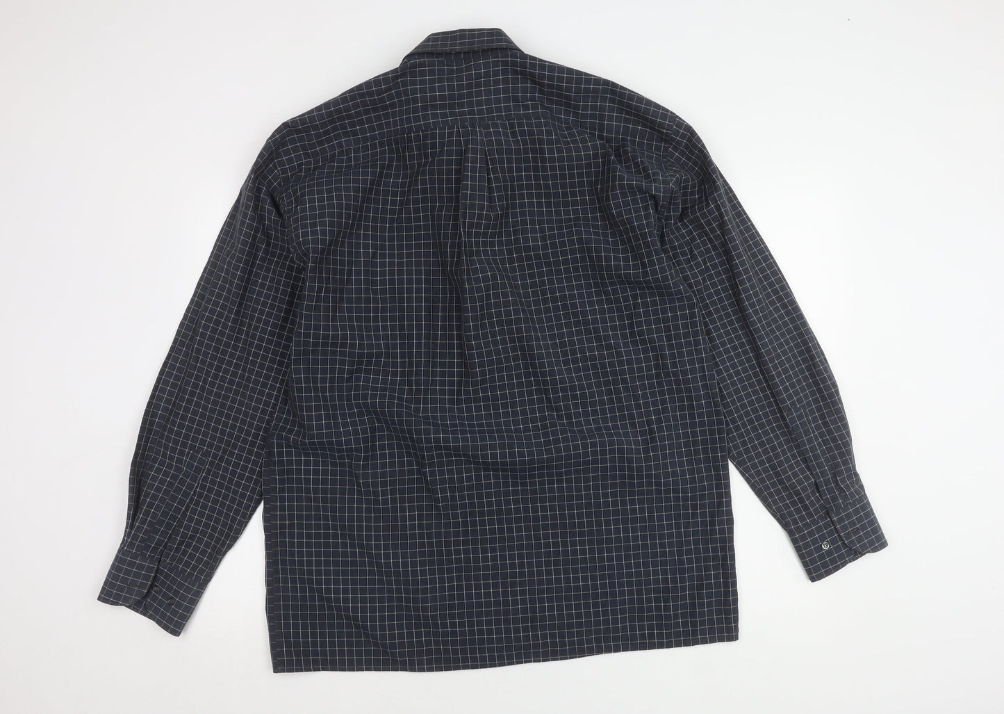 Albertino Men's Blue Check Long Sleeve Shirt M