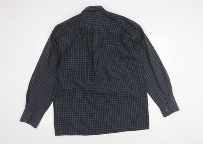 Albertino Men's Blue Check Long Sleeve Shirt M