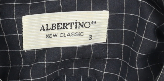 Albertino Men's Blue Check Long Sleeve Shirt M
