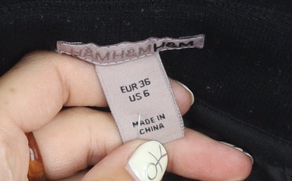 H&M Women’s Black Pencil Skirt, Size 8, Button Detail