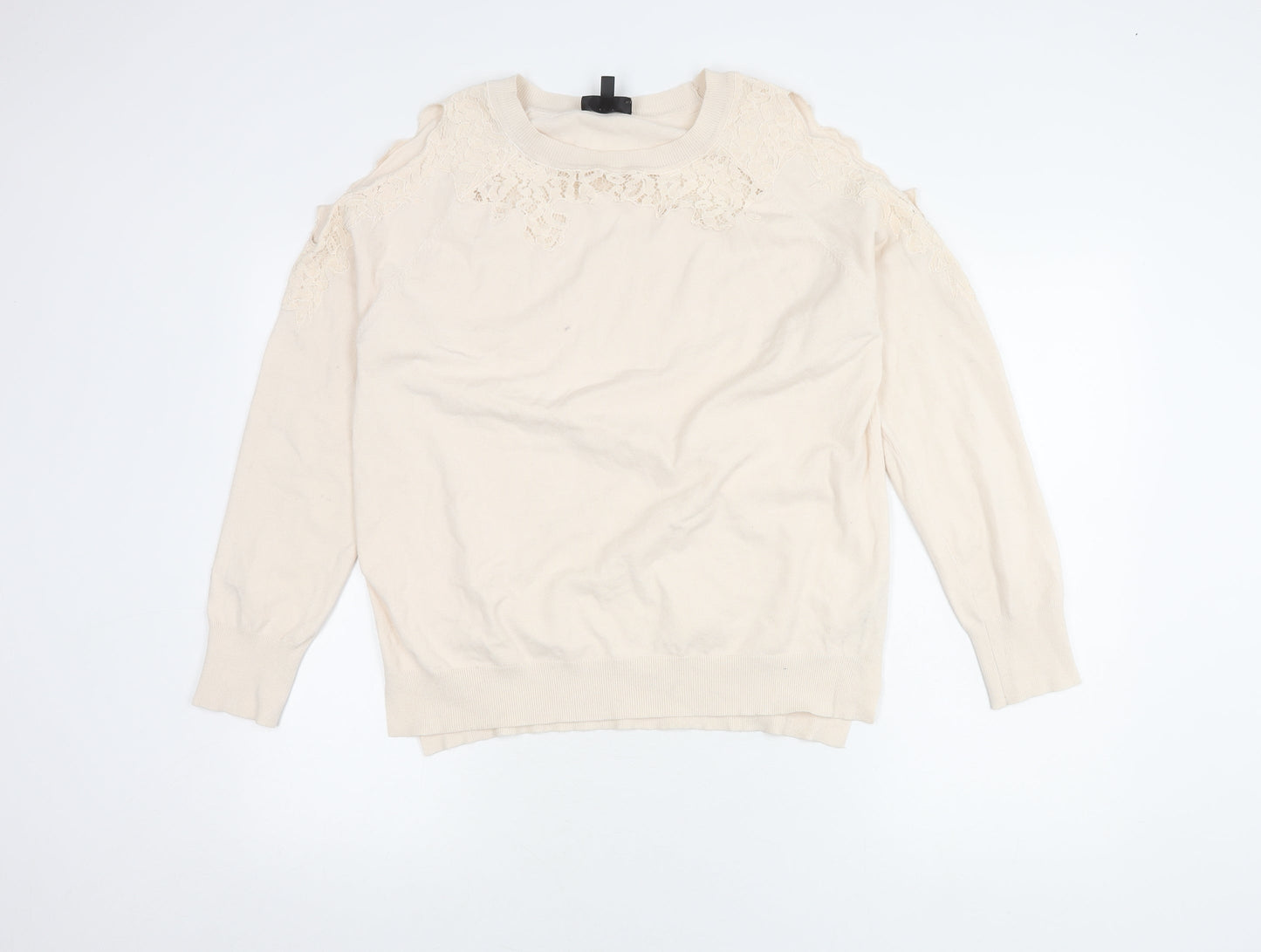 Womens UK Size 14 Topshop Beige Pullover Jumper