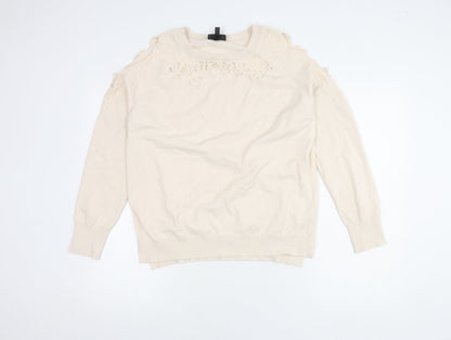 Womens UK Size 14 Topshop Beige Pullover Jumper